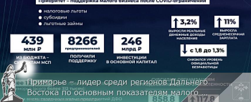 Приморье – лидер среди регионов Дальнего Востока по основным показателям малого бизнеса. ОТЧЕТ ГУБЕРНАТОРА | Администрация муниципального округа город Партизанск Приморского края Официальный сайт
