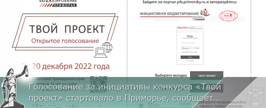 Голосование за инициативы конкурса «Твой проект» стартовало в Приморье, сообщает  www.primorsky.ru | Администрация муниципального округа город Партизанск Приморского края Официальный сайт